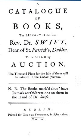 A Catalogue of Books, The Library of the late Rev. Dr. Swift