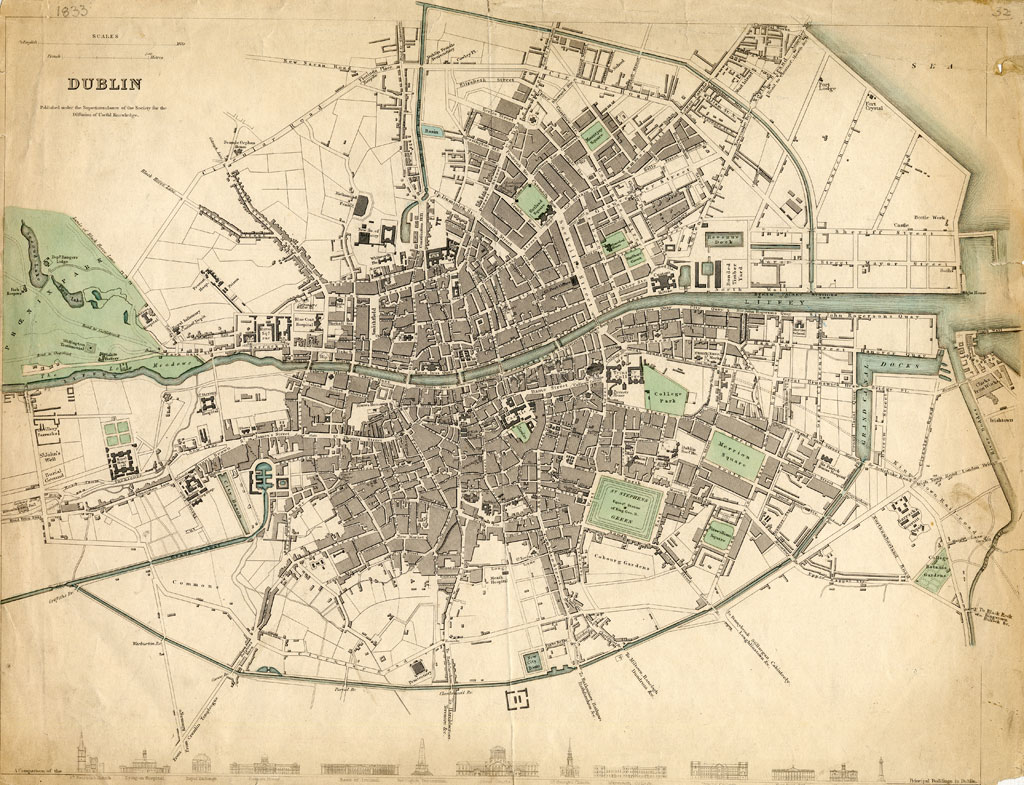 Dublin Street Directory Map 1833