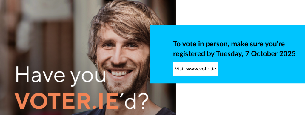 A man smiling with the caption "have you voter.ie yet?"