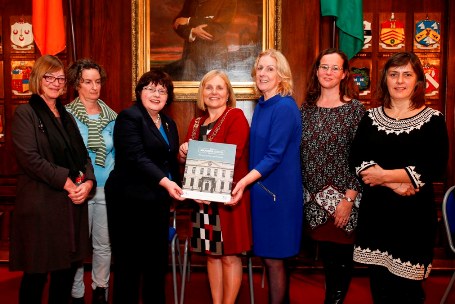 Ardmhéara with Dublin City Librarian Margaret Clarke, editor City Archivist Dr. Mary Clark and other essay contributors to the book.