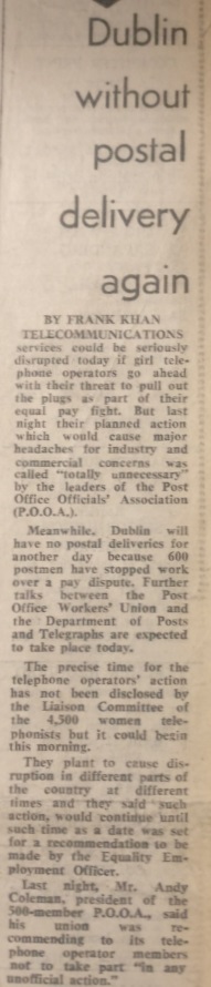 Dublin without postal services