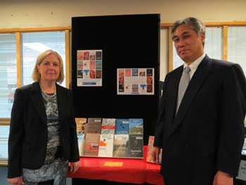 Ms Margaret Hayes, Dublin City Librarian with Deputy Head of Mission Mr Kojiro Uchiyama. Photo: Embassy of Japan in Ireland