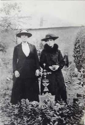 John O'Grady's wife Josephine O'Grady (neé Gray) and mother Ellen O'Grady at his grave at St James' Church, Thomas Street. Photo: Dermot Hogan.