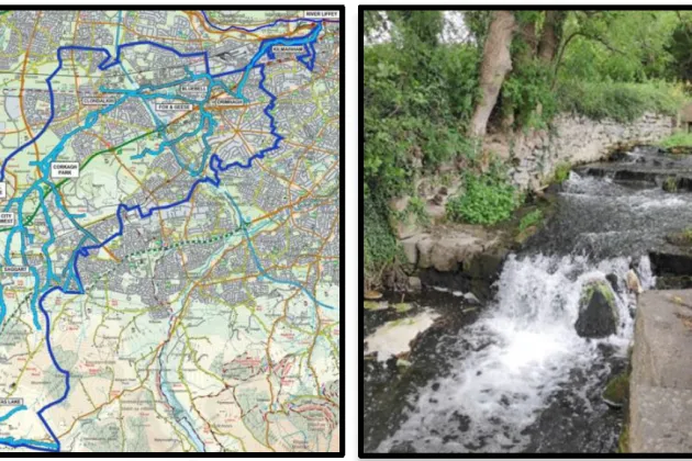 Flood Alleviation Scheme - Map and image of a river