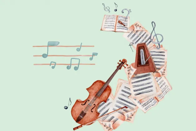 Image of violin and sheet music