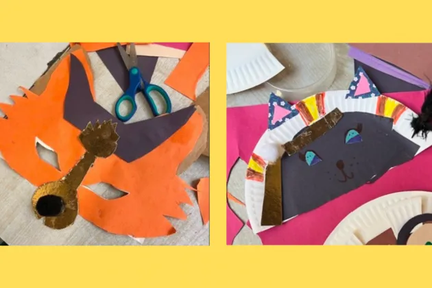 Image of masks on yellow background