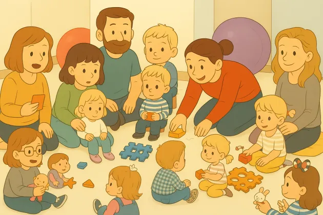 illustration of children at a story time