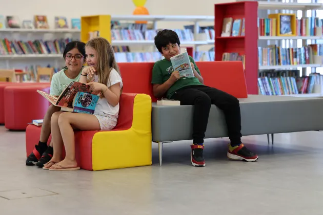 Children reading in the library