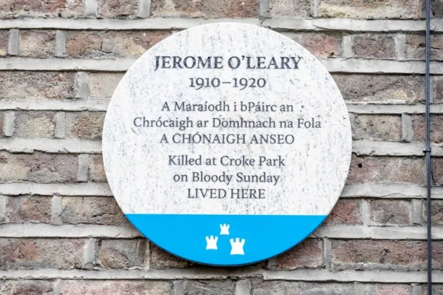 Image of a plaque for Jerome O'Leary - the youngest victim of Croke Park's Bloody Sunday