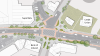 An aerial view depicting the proposed design of the Finglas Village Improvement Scheme.