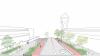Cross Section depicting an artist's illustration of the proposed Finglas Village Improvement Scheme.