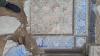 An old tile with a blue trim