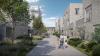 Housing estate with large walkway in the centre 