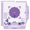 Ground floor map of City Hall centred on the rotunda, showing entrances, lifts, stairwells and circulation routes.