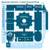 Lower ground floor map of City Hall showing the central gallery, foyer, lifts, stairs, toilets and staff areas.