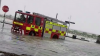Fire truck stuck in a flood