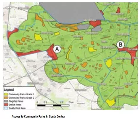 Access to Community Parks in South Central Area.