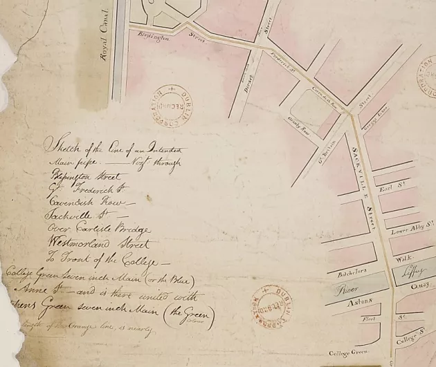  Plan for a water main from the Royal Canal to College Green