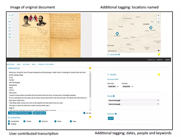 A view of a transcription in progress 