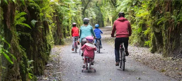 Picture of a family cycling on the Waterford Greenway