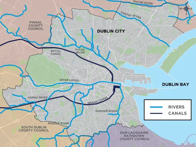 Figure 10-3: Dublin City’s Main Rivers and Canals
