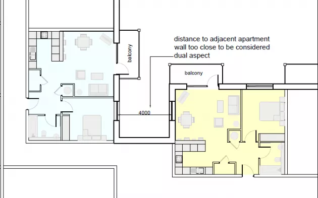 Figure 15.4:Residential Unit that Does Not Qualify as Dual Aspect - Example 2