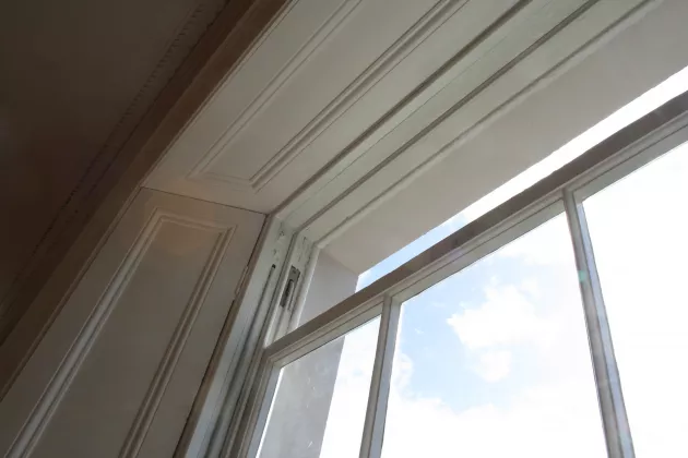Original sash windows refurbished with proprietary draught-stripping