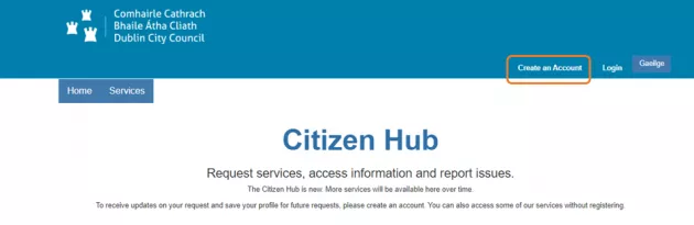 Open the Citizen Hub homepage, Login or Create an Account
