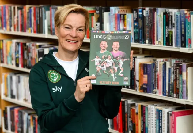 Vera Pauw with FAI World Cup Activity Book