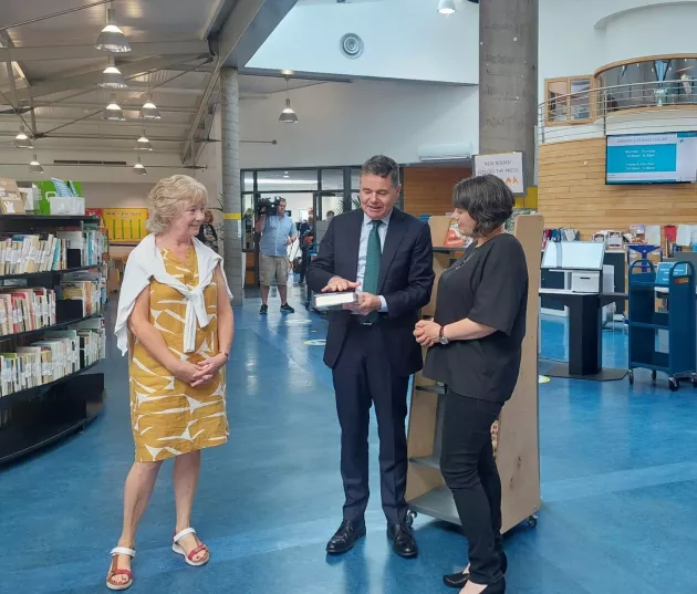 Dublin City Librarian Mairead Owens, Minister Donohue, Cabra Librarian Clodagh Kingston