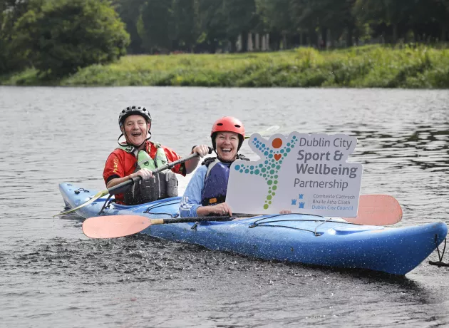 Image two people in a canoe