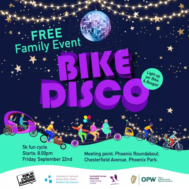Bike Disco, taking place in the Phoenix Park on Friday 22nd September