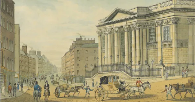 drawing of the royal exchange in 1818 by Samuel Frederick Brocas