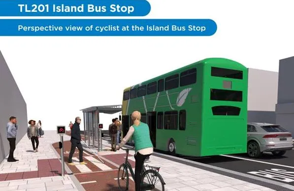 layhout of an island bus stop
