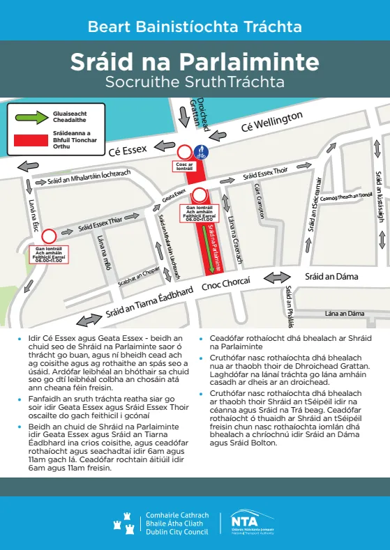 Parliament street traffic image gaeilge