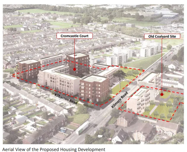 Ariel View of the Proposed Housing Development at Cromcastle Road & Old Coalyard site