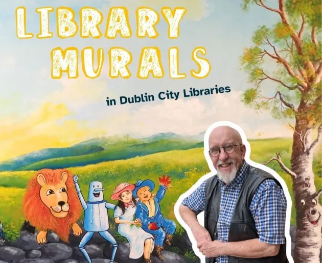 Library Mural in Pembroke Library with picture of Kieran Collins