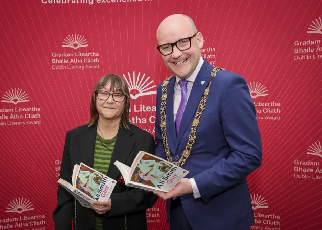 Dublin Literary Award Winner Ali Smith with Lord Mayor Cllr Ray McAdam