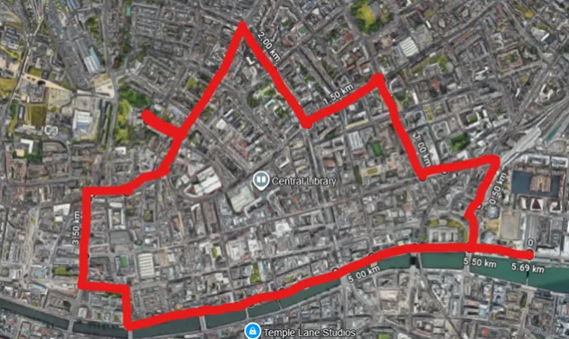 Map of Phase 2 of Removal of Plaster Bags from Streets. Shows a highlighted area of the North inner city of Dublin,