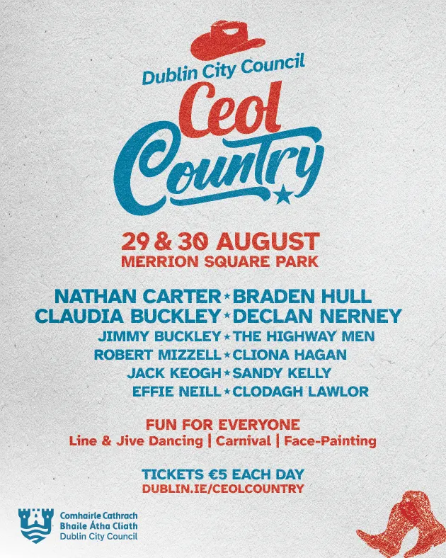 Dublin City Ceol County Line Up of Acts Poster