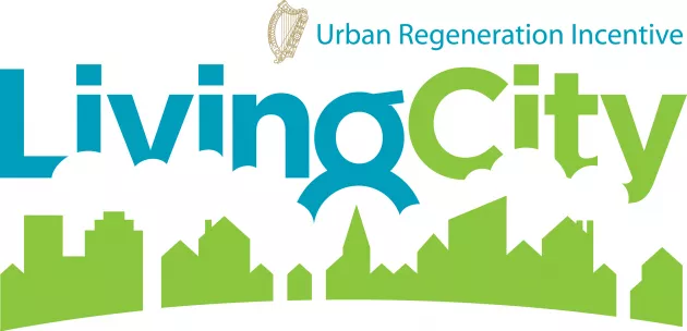 urban regeneration incentive living city logo skyline and clouds