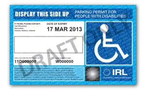 Image of a disabled parking card