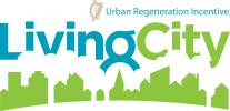 urban regeneration incentive living city logo skyline and clouds