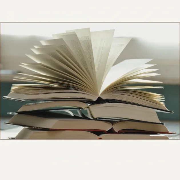 Books piled together