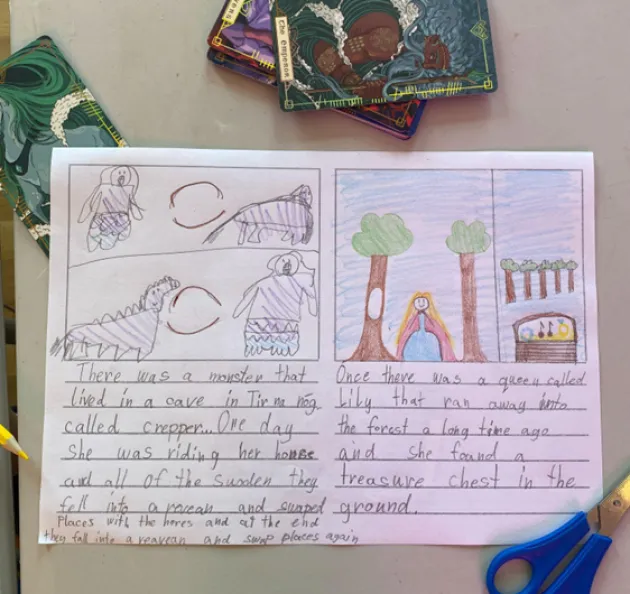 Image of page with hand drawn comic based on Irish myths and legends
