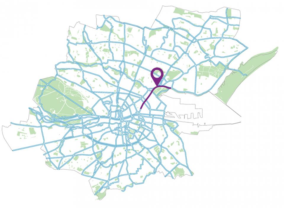 Concept map outlining the location of the Clontarf to City Centre scheme within Dublin City