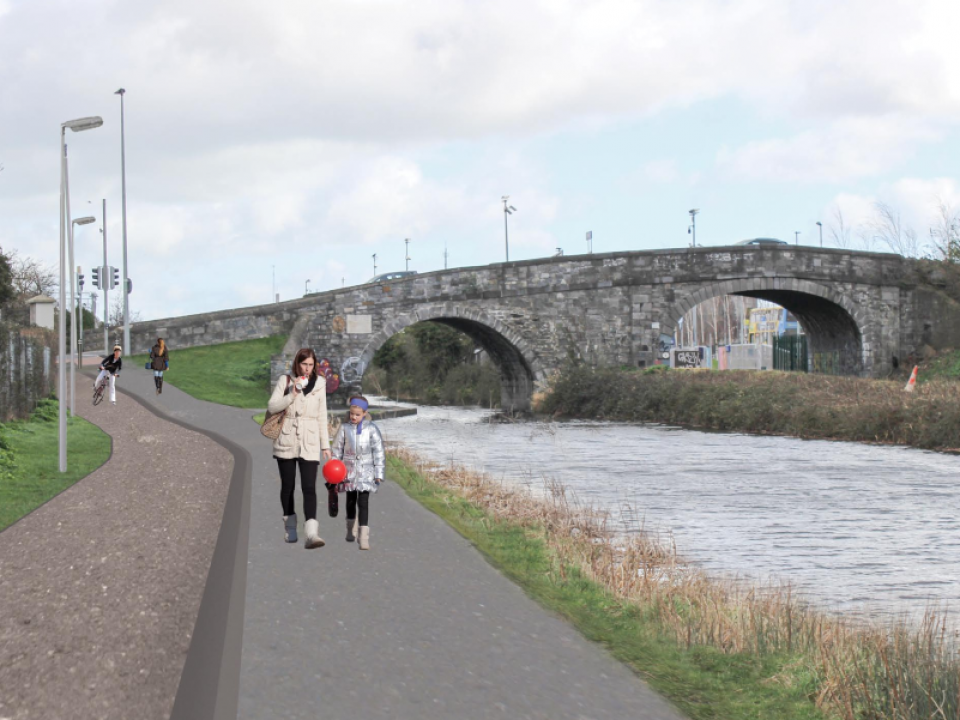 Concept image illustrating the view west of Broombridge in accordance with Royal Canal Phase 4 proposals.