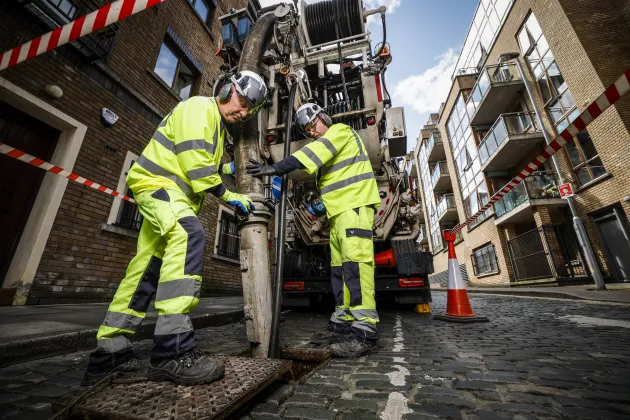 Dublin City Engineers Working on a Road