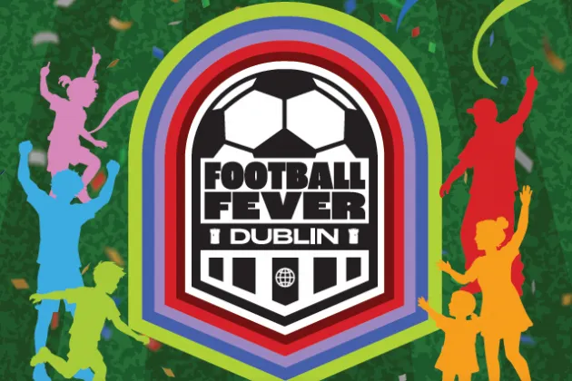 Poster promoting a 'Football Fever' event in Dublin City on Saturday 18 July