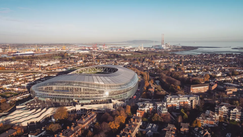 Arial shot of the Aviva Stadium